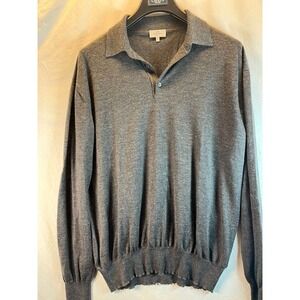 Avon Celli 3 Button Silk Cotton Lightweight Gray Sweater XL Pullover Long Sleeve